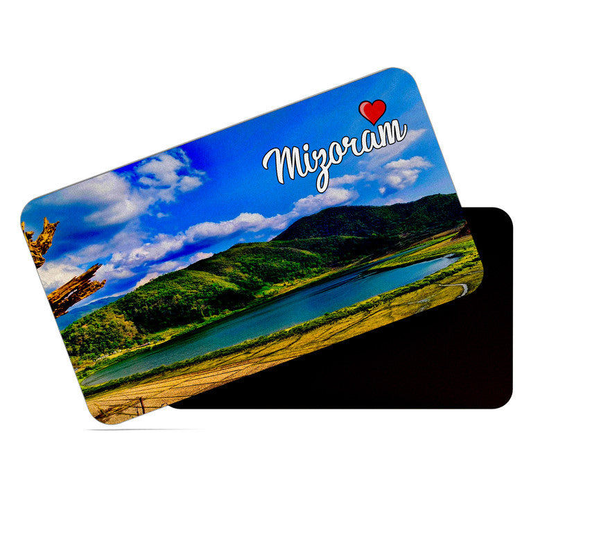 dhcrafts Rectangular Rubber Fridge Magnet / Magnetic Card Multicolor Mizoram Design Pack of 1 (8.6cm x 5.4cm)