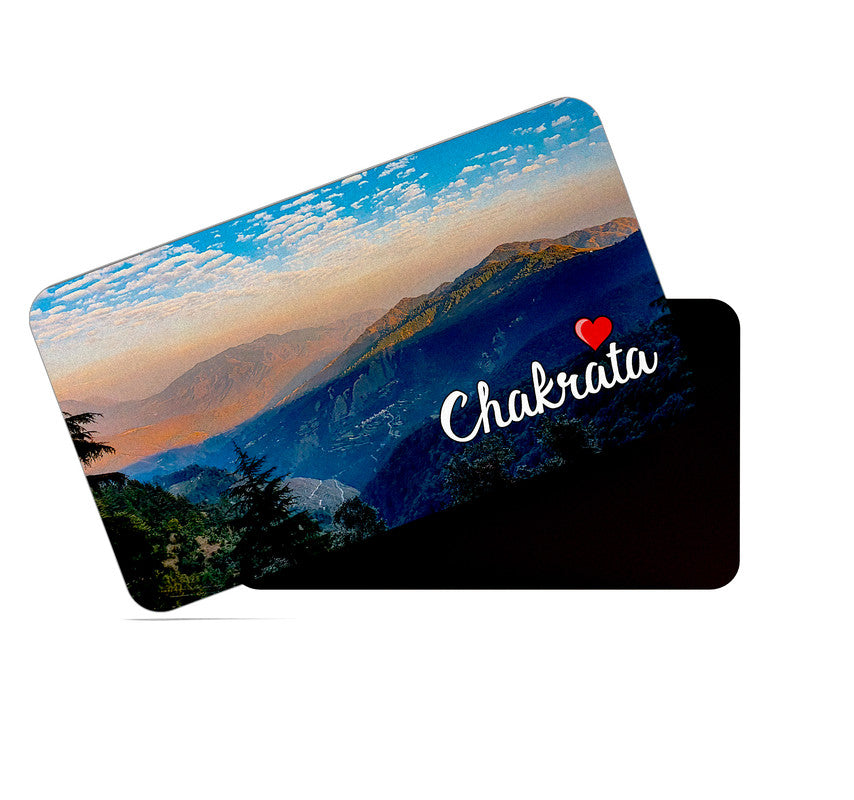 dhcrafts Rectangular Rubber Fridge Magnet / Magnetic Card Multicolor Uttarakhand Chakrata Design Pack of 1 (8.6cm x 5.4cm)