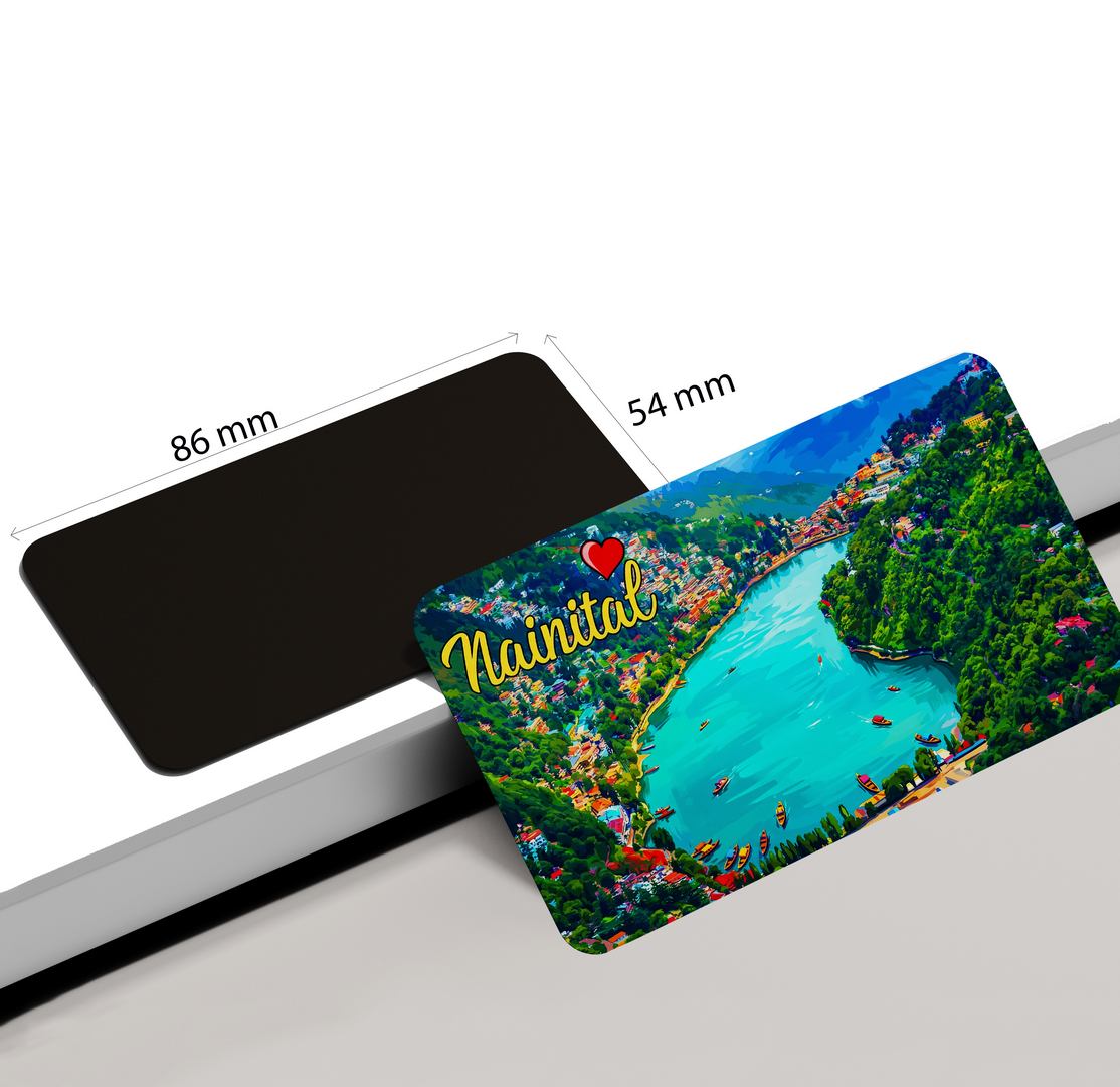 dhcrafts Rectangular Fridge Magnet Multicolor Uttarakhand Nainital Design Pack of 1 (8.6cm x 5.4cm)