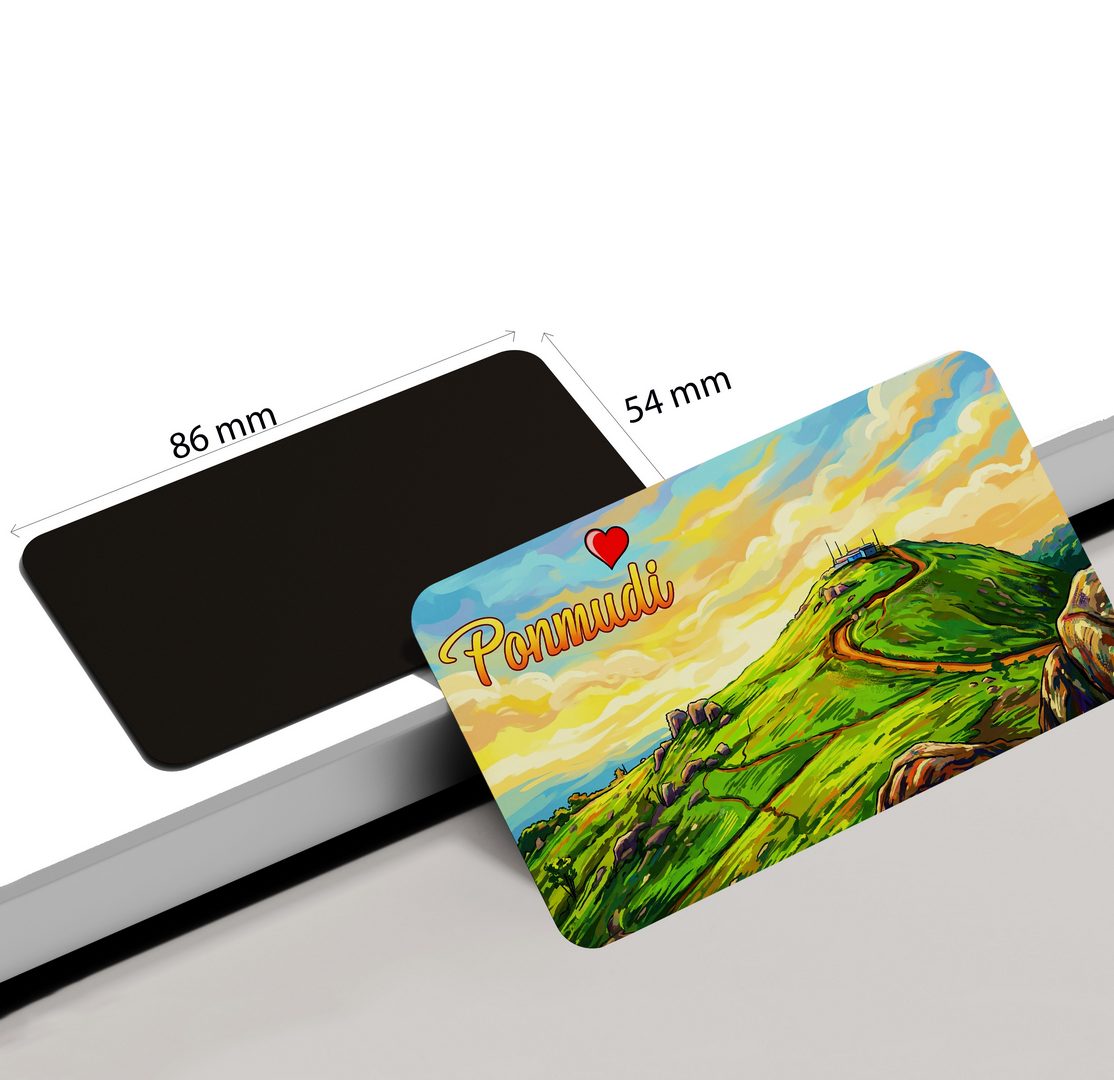 dhcrafts Rectangular Fridge Magnet Multicolor Kerala Ponmudi Design Pack of 1 (8.6cm x 5.4cm)