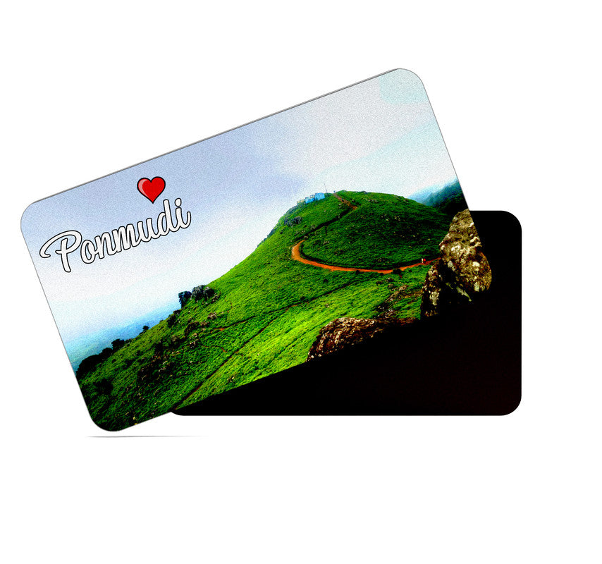 dhcrafts Rectangular Rubber Fridge Magnet / Magnetic Card Multicolor Kerala Ponmudi Design Pack of 1 (8.6cm x 5.4cm)