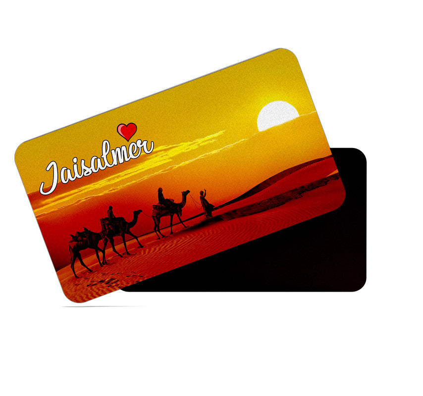 dhcrafts Rectangular Rubber Fridge Magnet / Magnetic Card Multicolor Rajasthan Jaisalmer Design Pack of 1 (8.6cm x 5.4cm)