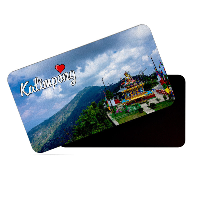 dhcrafts Rectangular Rubber Fridge Magnet / Magnetic Card Multicolor West Bengal Kalimpong Design Pack of 1 (8.6cm x 5.4cm)