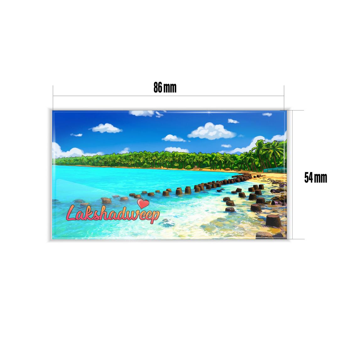 dhcrafts Rectangular Fridge Magnet Multicolor Lakshadweep Design Pack of 1 (8.6cm x 5.4cm)