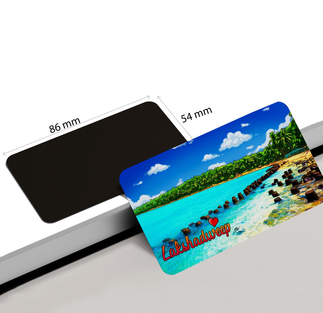 dhcrafts Rectangular Fridge Magnet Multicolor Lakshadweep Design Pack of 1 (8.6cm x 5.4cm)