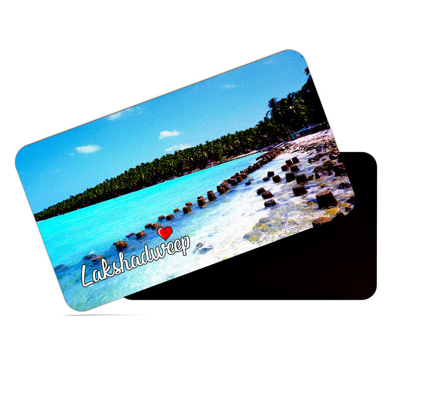 dhcrafts Rectangular Rubber Fridge Magnet / Magnetic Card Multicolor Lakshadweep Design Pack of 1 (8.6cm x 5.4cm)