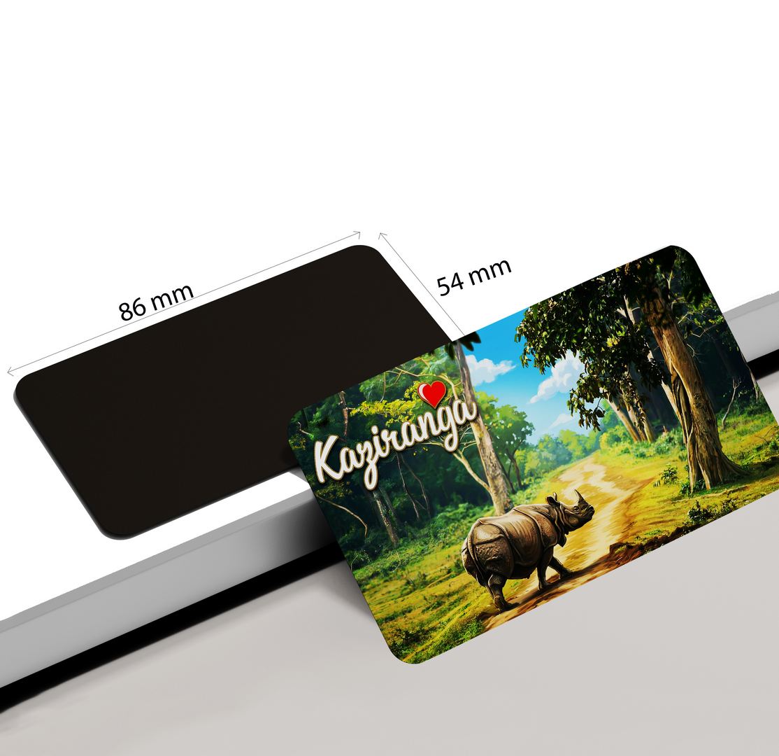 dhcrafts Rectangular Fridge Magnet Multicolor Assam Kaziranga Design Pack of 1 (8.6cm x 5.4cm)