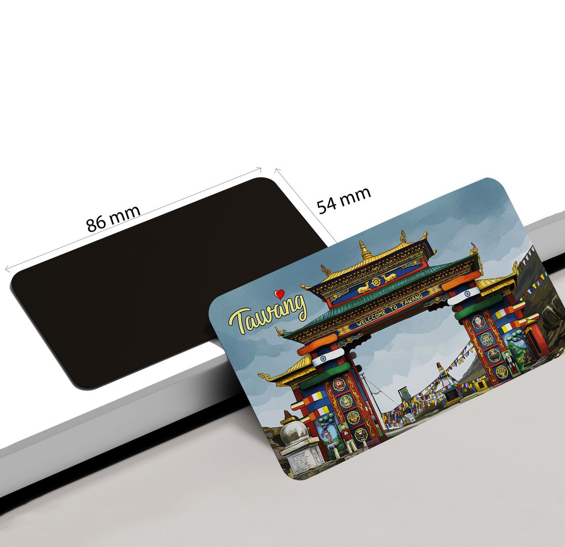 dhcrafts Rectangular Fridge Magnet Multicolor Arunachal Pradesh Tawang Design Pack of 1 (8.6cm x 5.4cm)