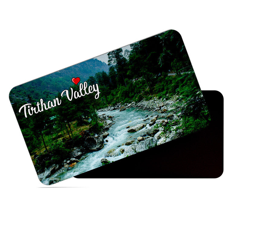 dhcrafts Rectangular Rubber Fridge Magnet / Magnetic Card Multicolor Himachal Pradesh Tirthan Valley D2 Design Pack of 1 (8.6cm x 5.4cm)