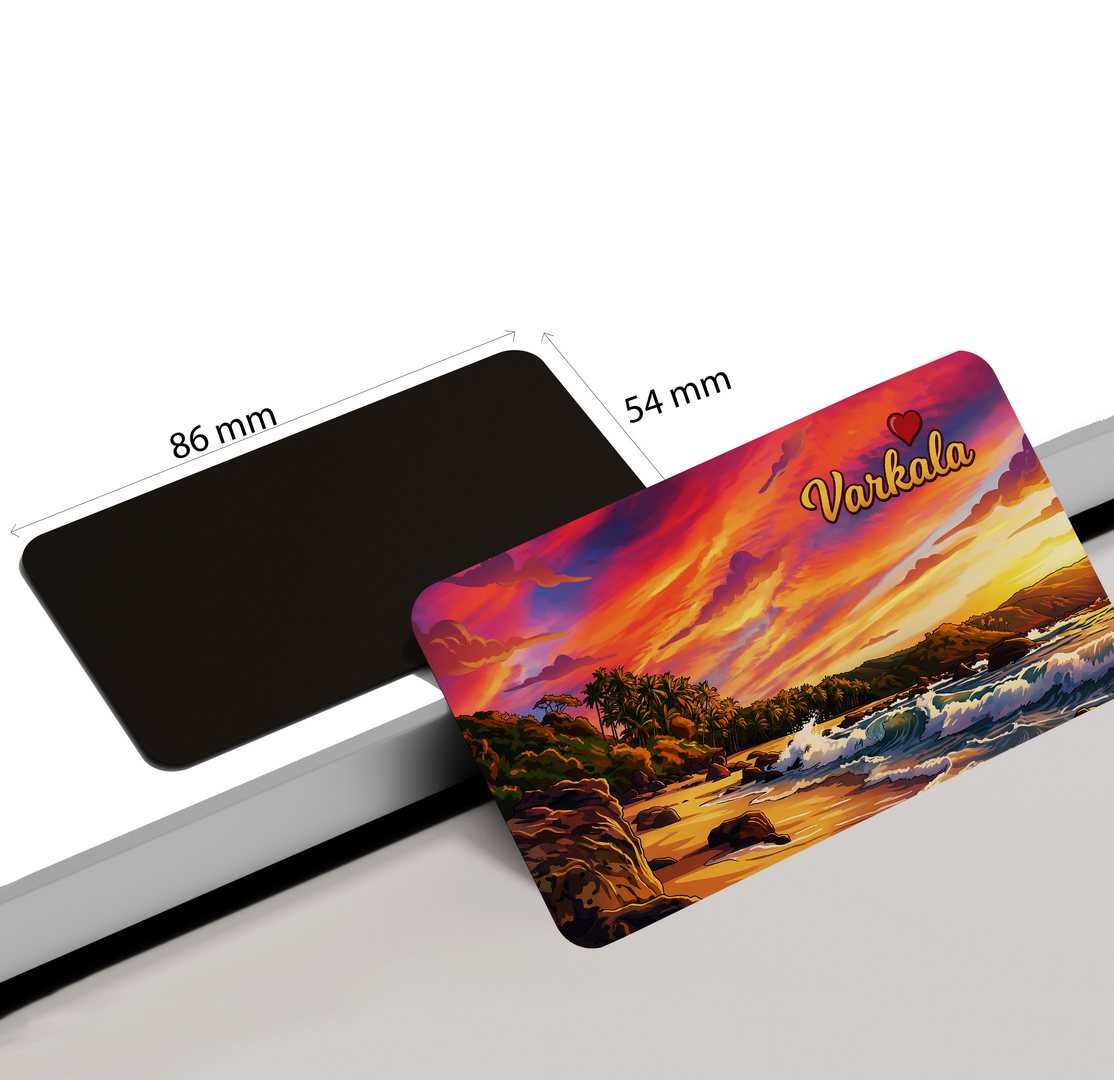 dhcrafts Rectangular Fridge Magnet Multicolor Kerala Varkala Design Pack of 1 (8.6cm x 5.4cm)