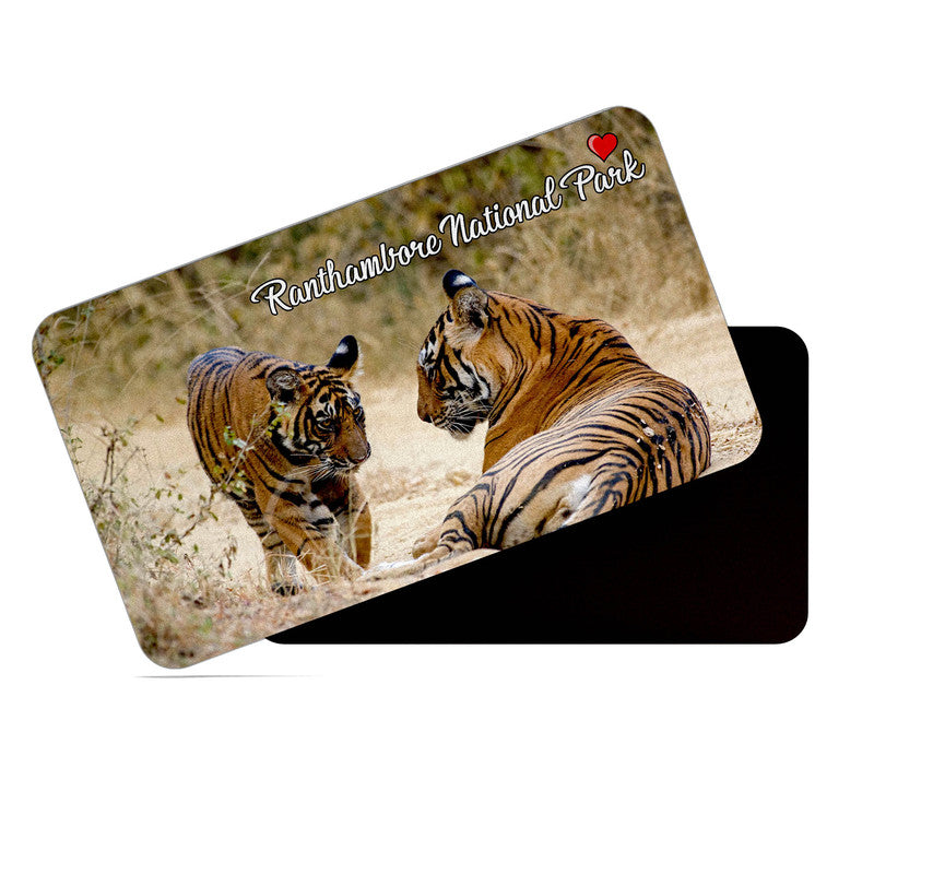 dhcrafts Rectangular Rubber Fridge Magnet / Magnetic Card Multicolor Ranthambore National Park Rajasthan Design Pack of 1 (8.6cm x 5.4cm)