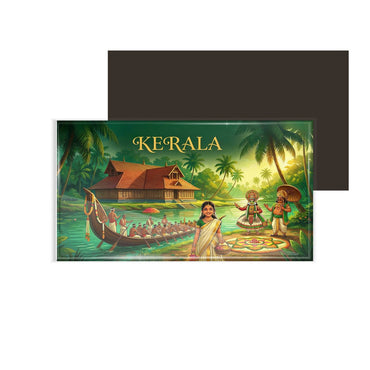 dhcrafts Rectangular Fridge Magnet Multicolor Kerala Design Pack of 1 (8.6cm x 5.4cm)