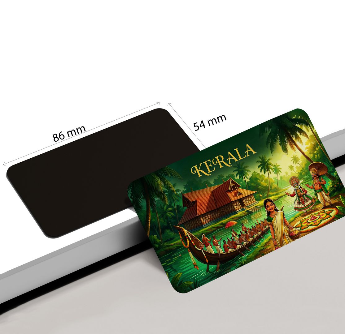 dhcrafts Rectangular Fridge Magnet Multicolor Kerala Design Pack of 1 (8.6cm x 5.4cm)