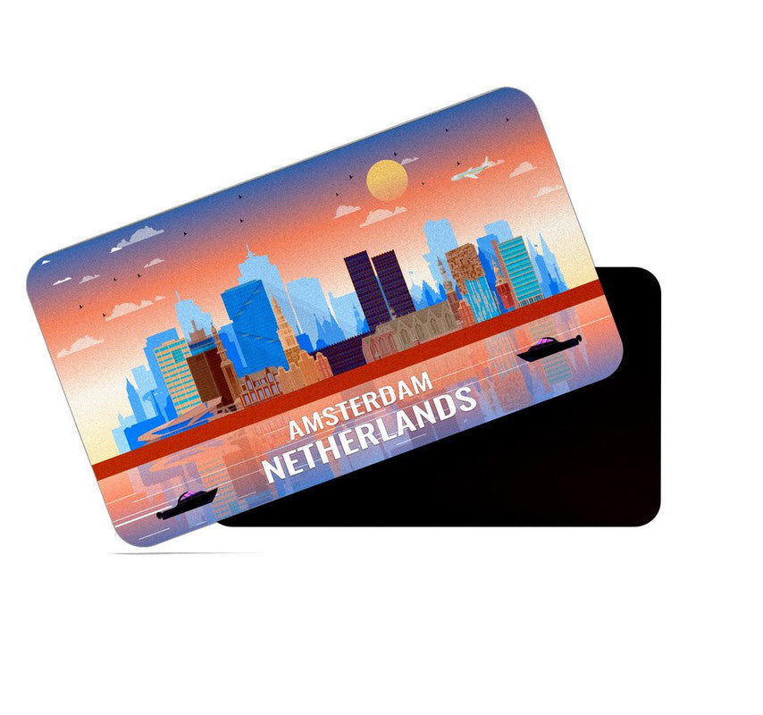 dhcrafts Fridge Magnet Rectangle Acrylic Glass (8.6 x 5.4 cm) Multicolor Neithrlands Amsterdam Design Pack of 1