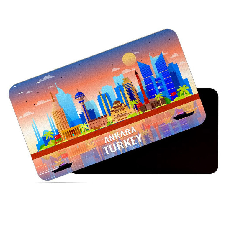 dhcrafts Fridge Magnet Rectangle Acrylic Glass (8.6 x 5.4 cm) Multicolor Turkey Ankara Design Pack of 1