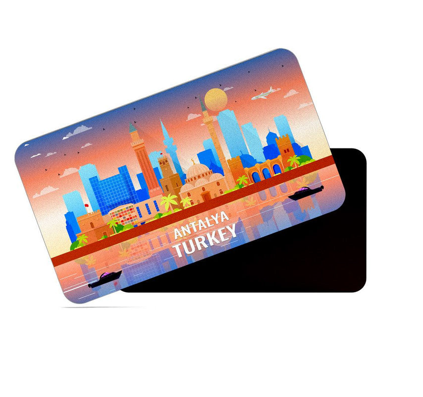 dhcrafts Fridge Magnet Rectangle Acrylic Glass (8.6 x 5.4 cm) Multicolor Turkey Antaya Design Pack of 1