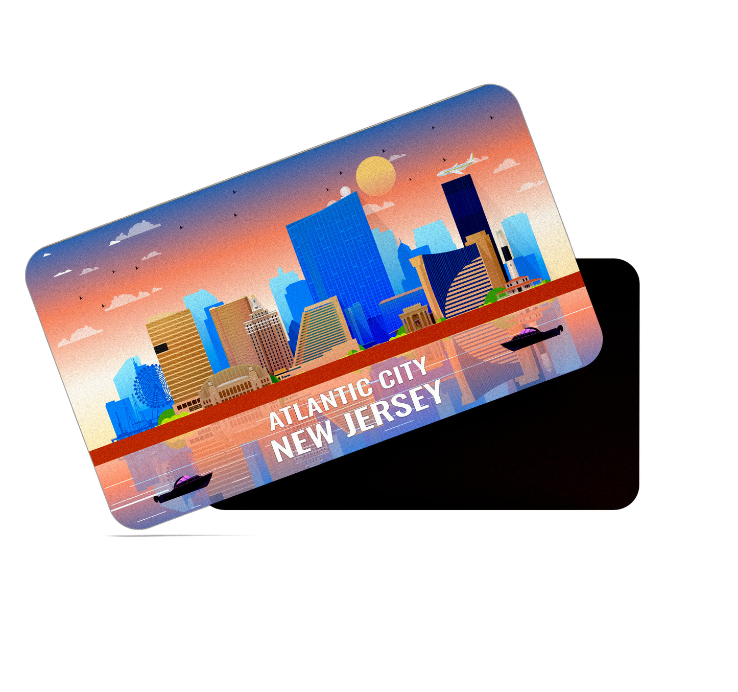 dhcrafts Rectangular Fridge Magnet Multicolor New Jersey Atlantic City Design Pack of 1 (8.6cm x 5.4cm)