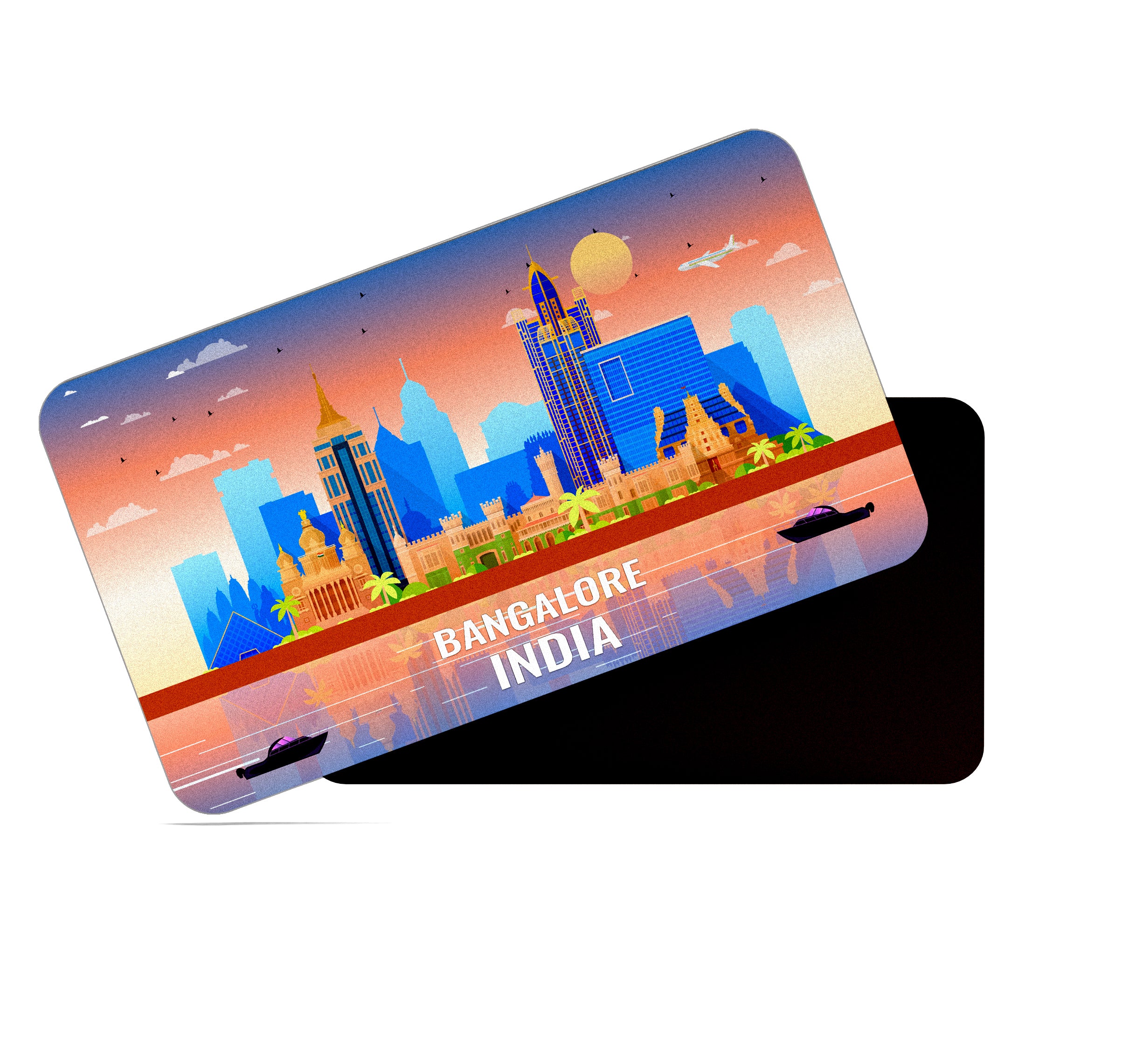 dhcrafts Rectangular Fridge Magnet Multicolor India Bangalore Design Pack of 1 (8.6cm x 5.4cm)