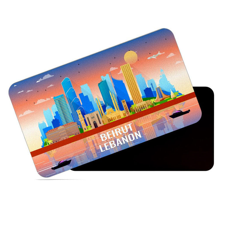 dhcrafts Fridge Magnet Rectangle Acrylic Glass (8.6 x 5.4 cm) Multicolor Lebanon Beirut Design Pack of 1