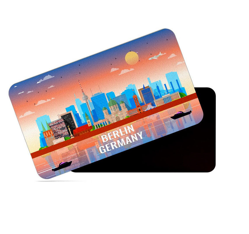 dhcrafts Fridge Magnet Rectangle Acrylic Glass (8.6 x 5.4 cm) Multicolor Germany Berlin Design Pack of 1