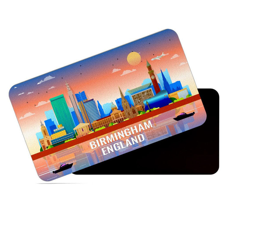 dhcrafts Fridge Magnet Rectangle Acrylic Glass (8.6 x 5.4 cm) Multicolor England Birmingham Design Pack of 1