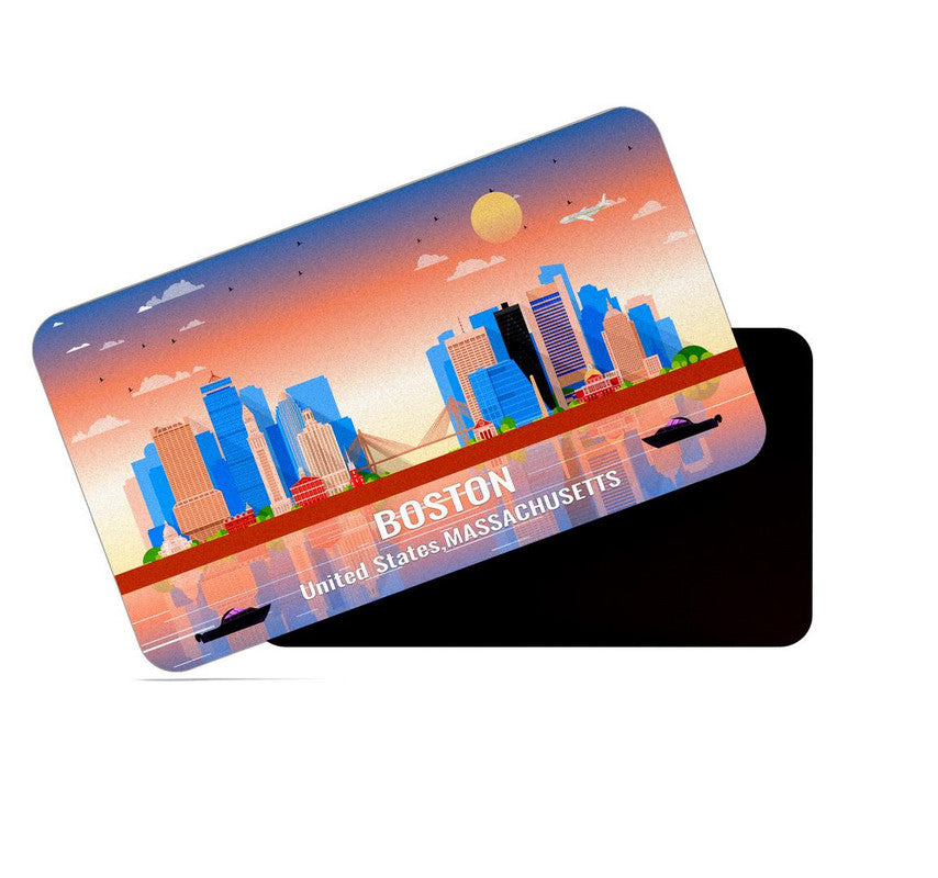 dhcrafts Fridge Magnet Rectangle Acrylic Glass (8.6 x 5.4 cm) Multicolor United States, Massachusetts Boston Design Pack of 1