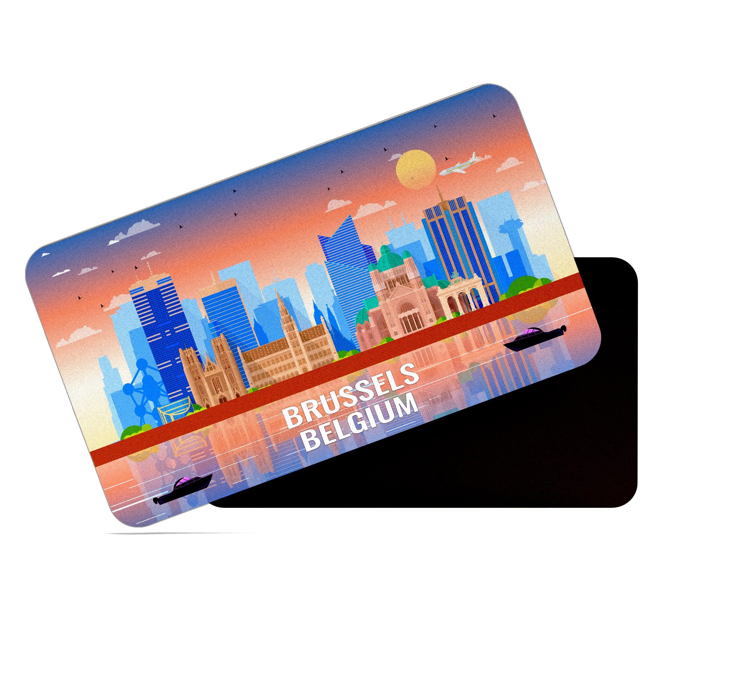 dhcrafts Rectangular Fridge Magnet Multicolor Belgium Brussels Design Pack of 1 (8.6cm x 5.4cm)