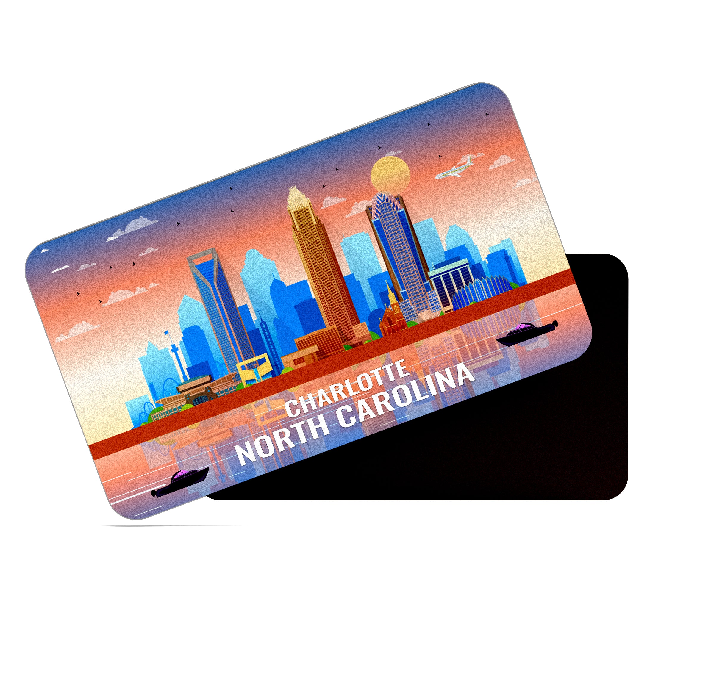 dhcrafts Rectangular Fridge Magnet Multicolor North Carolina Charlotte Design Pack of 1 (8.6cm x 5.4cm)