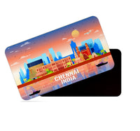dhcrafts Rectangular Rubber Fridge Magnet / Magnetic Card Multicolor India Chennai Design Pack of 1 (8.6cm x 5.4cm)