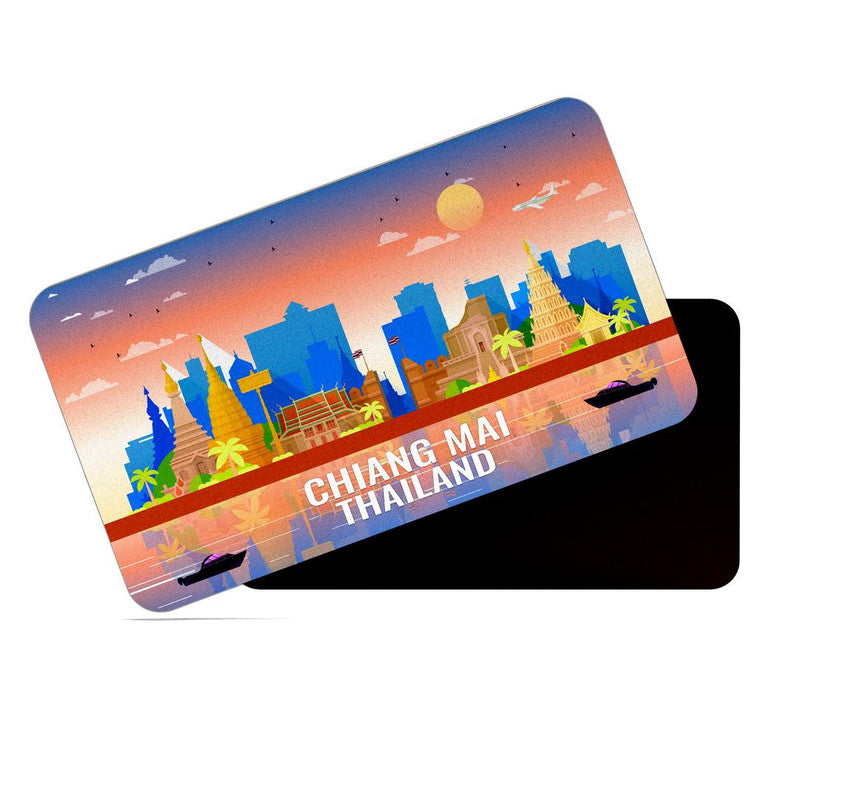 dhcrafts Fridge Magnet Rectangle Acrylic Glass (8.6 x 5.4 cm) Multicolor Thailand Chiang Mai Design Pack of 1