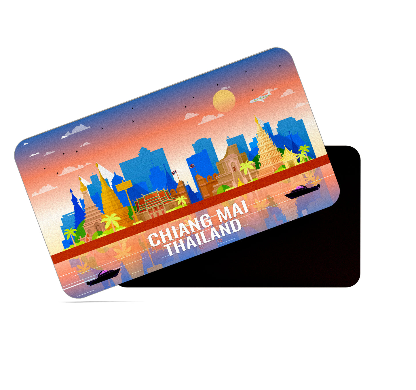 dhcrafts Rectangular Fridge Magnet Multicolor Thailand Chiang Mai Design Pack of 1 (8.6cm x 5.4cm)