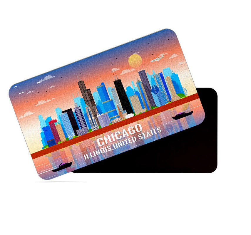 dhcrafts Fridge Magnet Rectangle Acrylic Glass (8.6 x 5.4 cm) Multicolor United States, Illinois Chicago Design Pack of 1