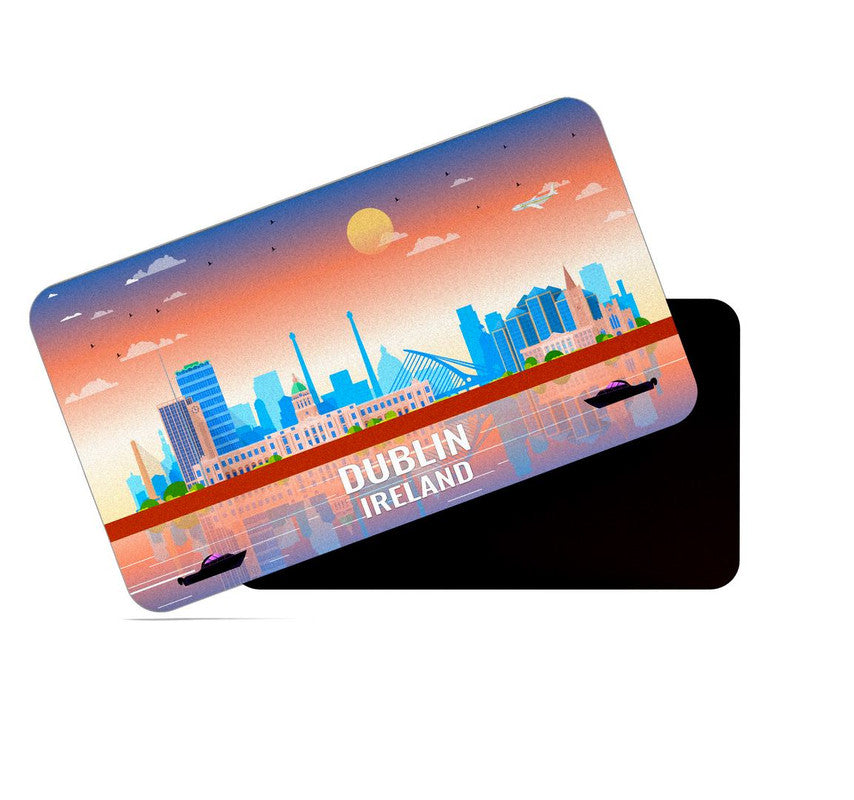 dhcrafts Fridge Magnet Rectangle Acrylic Glass (8.6 x 5.4 cm) Multicolor Ireland Dublin Design Pack of 1