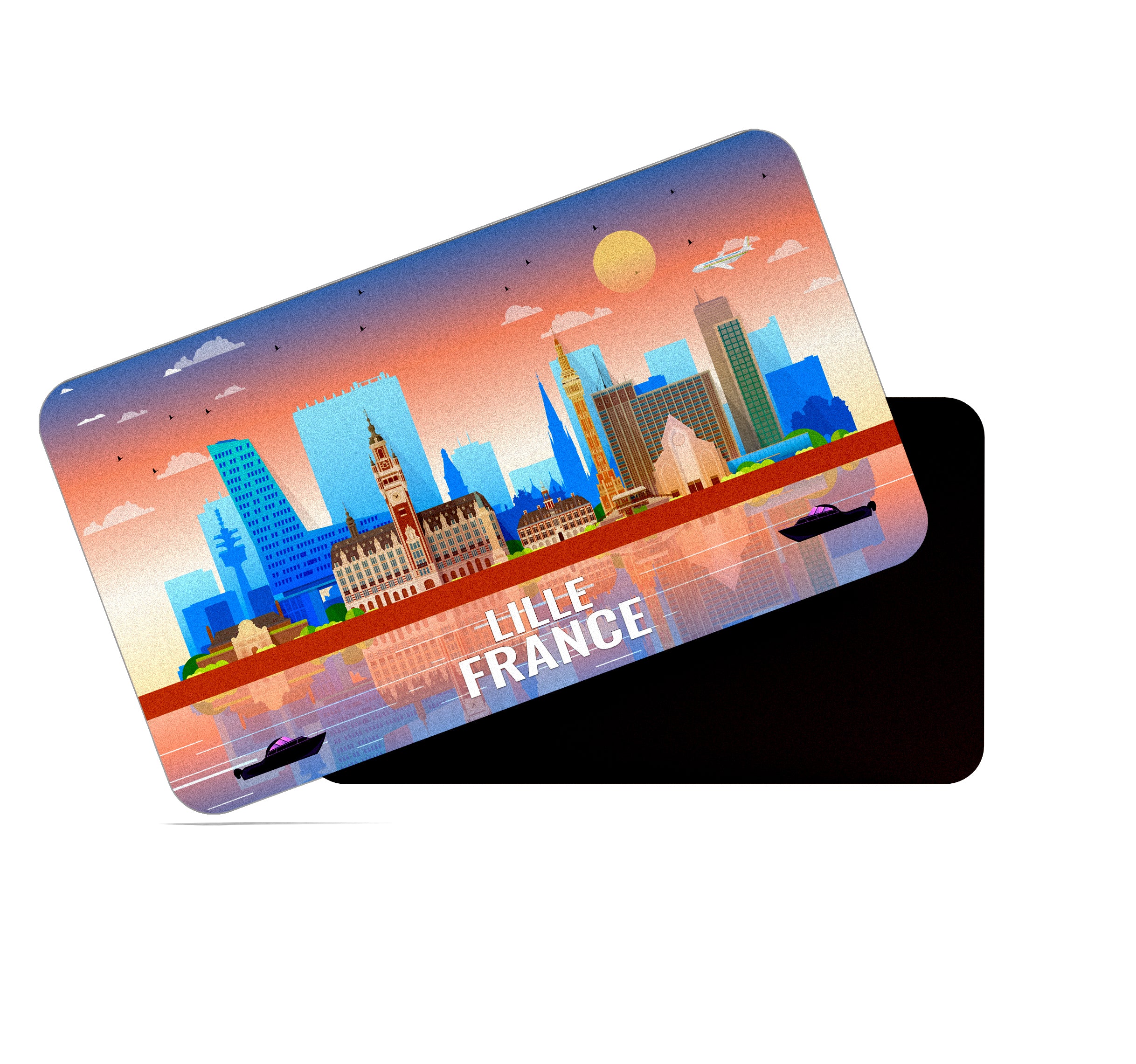 dhcrafts Rectangular Fridge Magnet Multicolor France Lille Design Pack of 1 (8.6cm x 5.4cm)