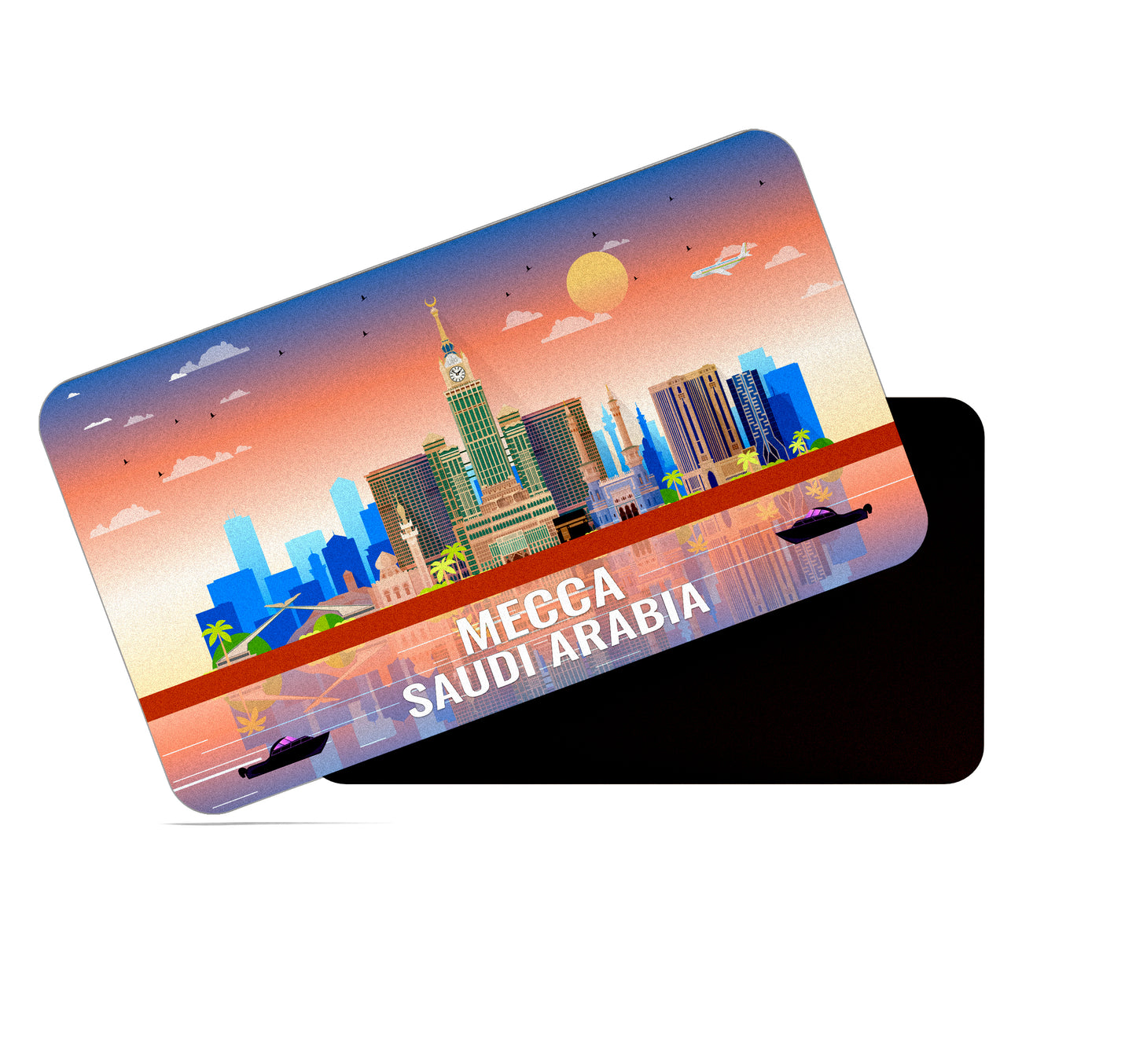 dhcrafts Rectangular Fridge Magnet Multicolor Saudi Arabia Mecca Design Pack of 1 (8.6cm x 5.4cm)