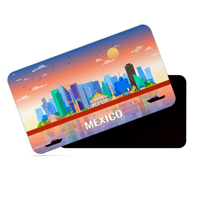 dhcrafts Rectangular Rubber Fridge Magnet / Magnetic Card Multicolor Mexico Design Pack of 1 (8.6cm x 5.4cm)