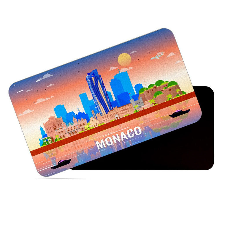 dhcrafts Rectangular Rubber Fridge Magnet / Magnetic Card Multicolor Monaco Design Pack of 1 (8.6cm x 5.4cm)