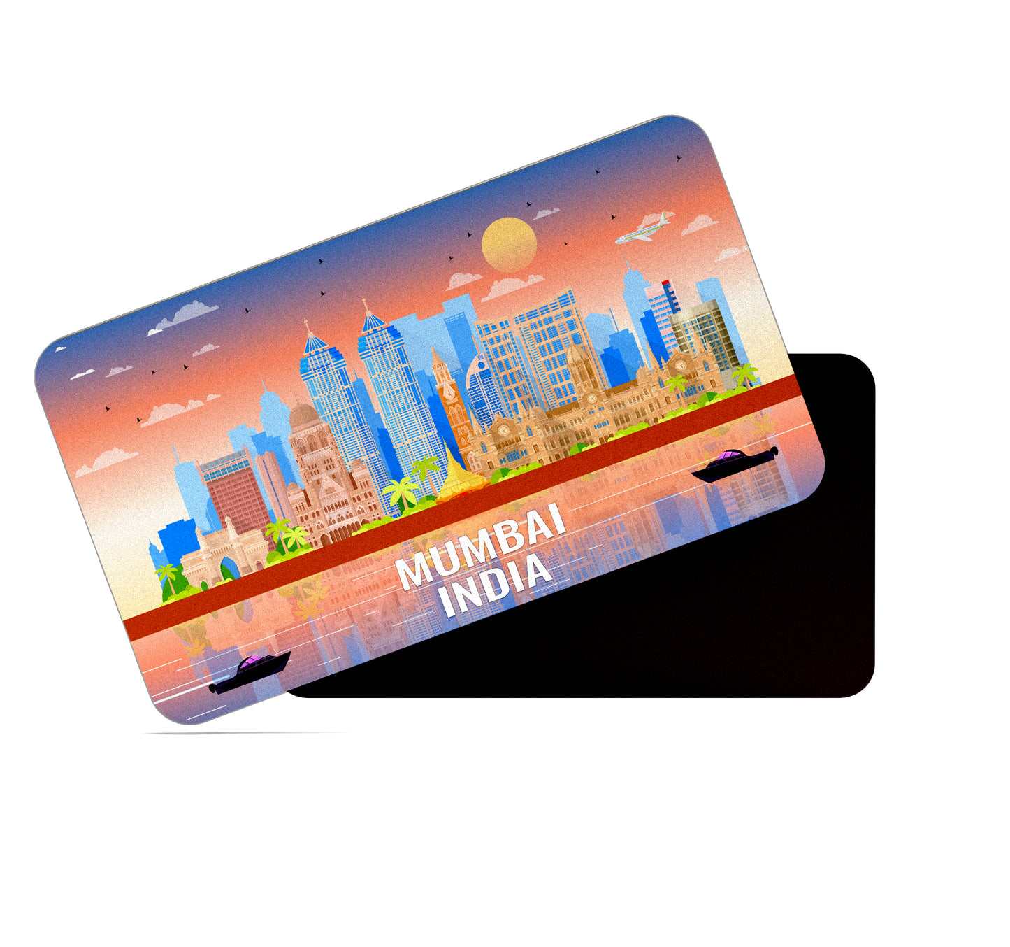 dhcrafts Rectangular Fridge Magnet Multicolor India Mumbai Design Pack of 1 (8.6cm x 5.4cm)