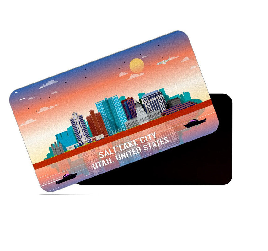 dhcrafts Rectangular Rubber Fridge Magnet / Magnetic Card Multicolor United States, Utah Salt Lake City Design Pack of 1 (8.6cm x 5.4cm)