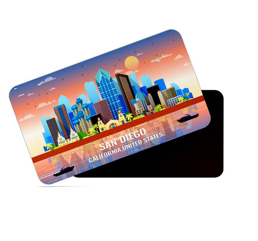 dhcrafts Rectangular Rubber Fridge Magnet / Magnetic Card Multicolor United States, California San Diego Design Pack of 1 (8.6cm x 5.4cm)