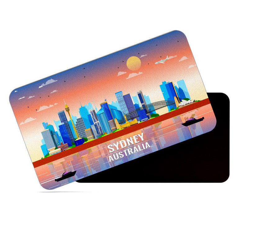 dhcrafts Rectangular Rubber Fridge Magnet / Magnetic Card Multicolor Australia Sydney Design Pack of 1 (8.6cm x 5.4cm)