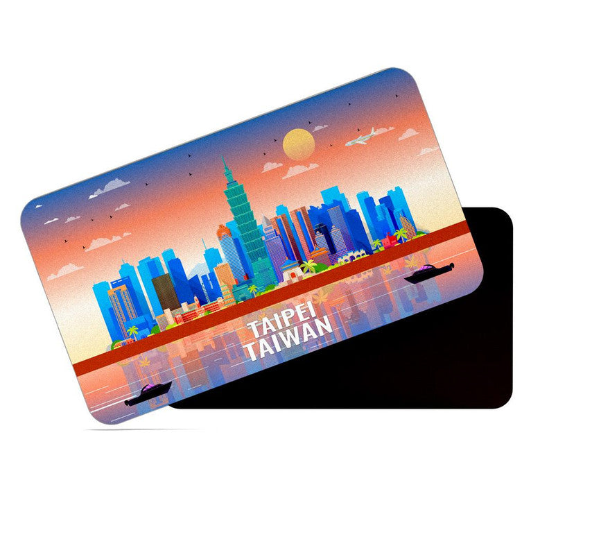 dhcrafts Rectangular Rubber Fridge Magnet / Magnetic Card Multicolor Taiwan Taipei Design Pack of 1 (8.6cm x 5.4cm)