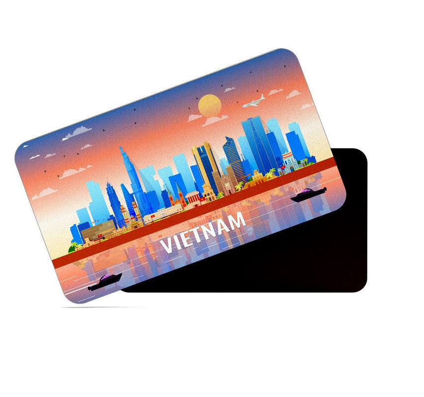dhcrafts Fridge Magnet Rectangle Acrylic Glass (8.6 x 5.4 cm) Multicolor Vietnam Design Pack of 1