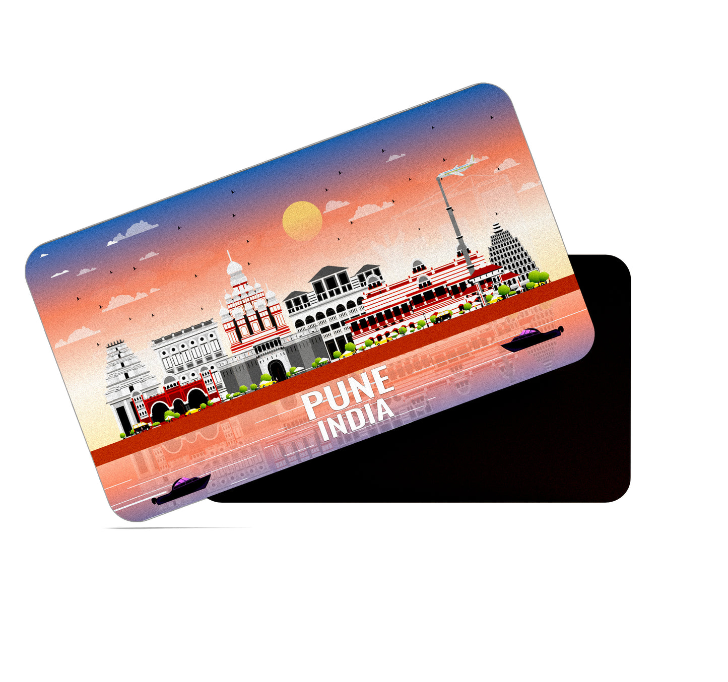 dhcrafts Rectangular Fridge Magnet Multicolor India Pune Design Pack of 1 (8.6cm x 5.4cm)