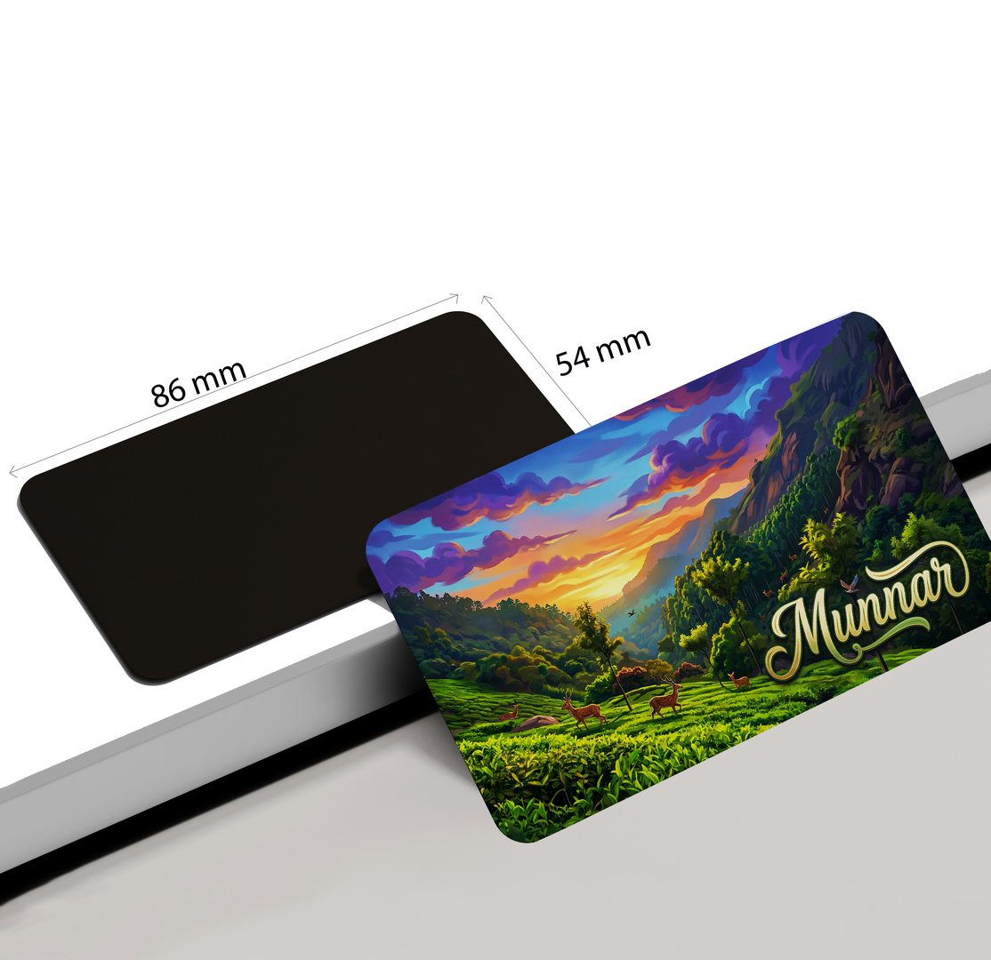 dhcrafts Rectangular Fridge Magnet Multicolor Kerala Munnar D3 Design Pack of 1 (8.6cm x 5.4cm)