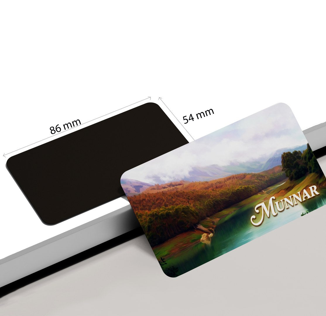 dhcrafts Rectangular Fridge Magnet Multicolor Kerala Munnar D5 Design Pack of 1 (8.6cm x 5.4cm)