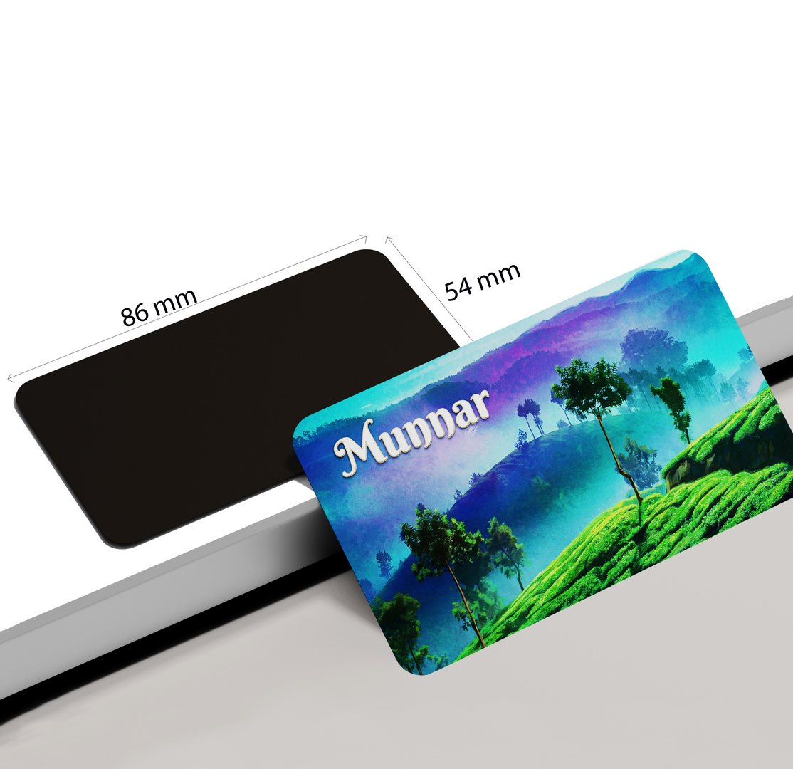 dhcrafts Rectangular Fridge Magnet Multicolor Kerala Munnar D7 Design Pack of 1 (8.6cm x 5.4cm)