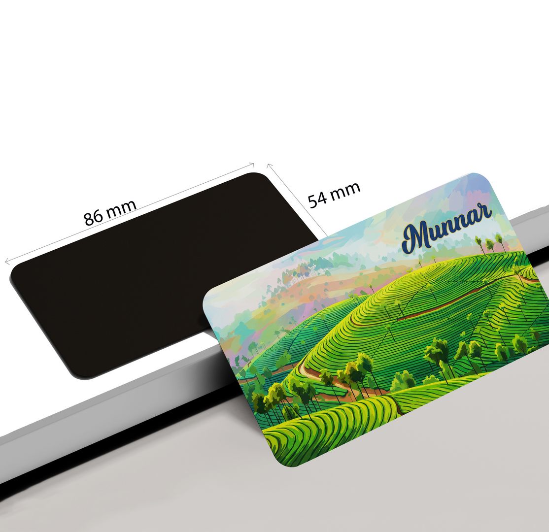 dhcrafts Rectangular Fridge Magnet Multicolor Kerala Munnar D9 Design Pack of 1 (8.6cm x 5.4cm)