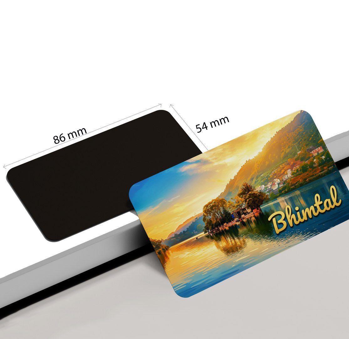 dhcrafts Rectangular Fridge Magnet Multicolor Uttarakhand Bhimtal Design Pack of 1 (8.6cm x 5.4cm)