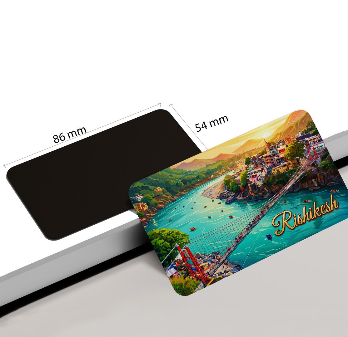 dhcrafts Rectangular Fridge Magnet Multicolor Uttarakhand Rishikesh D1 Design Pack of 1 (8.6cm x 5.4cm)